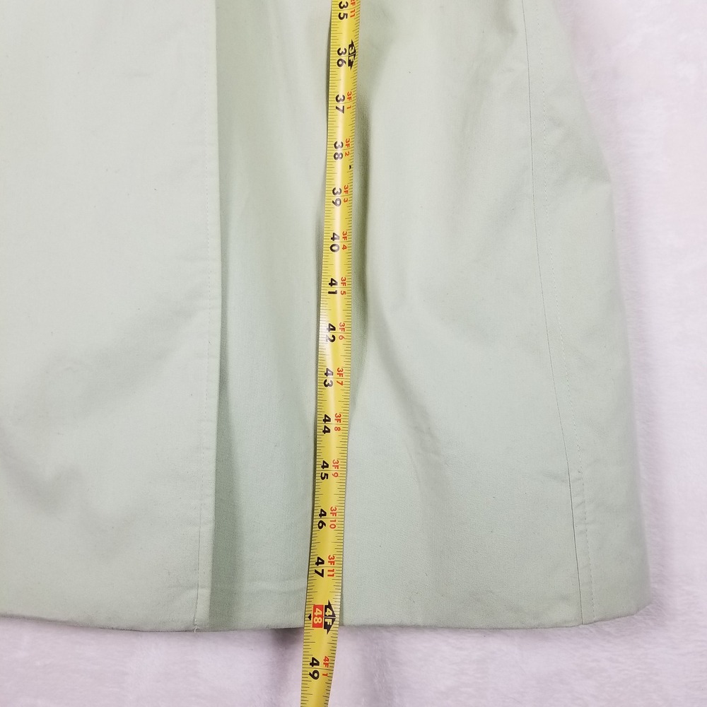 Burberrys Trench Coat Womens 4 X-Long Sage Green Gold Crest Button Belted Vtg - Picture 12 of 13